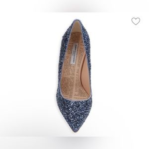 John Galliano Blue Metallic Glitter Heels Pumps Shoes Size 37.5 EU /7 US,  Italy